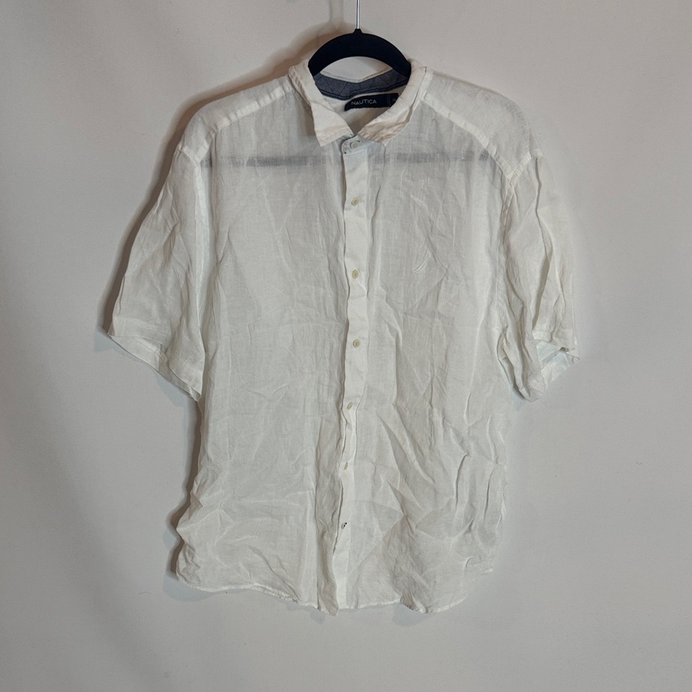 Nautica Men's White Short Sleeve Button Down Shirt